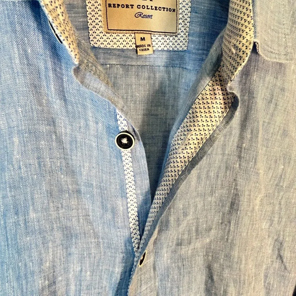 Banana Republic Men's Blue 100% Linen LS Button Front Shirt Size M